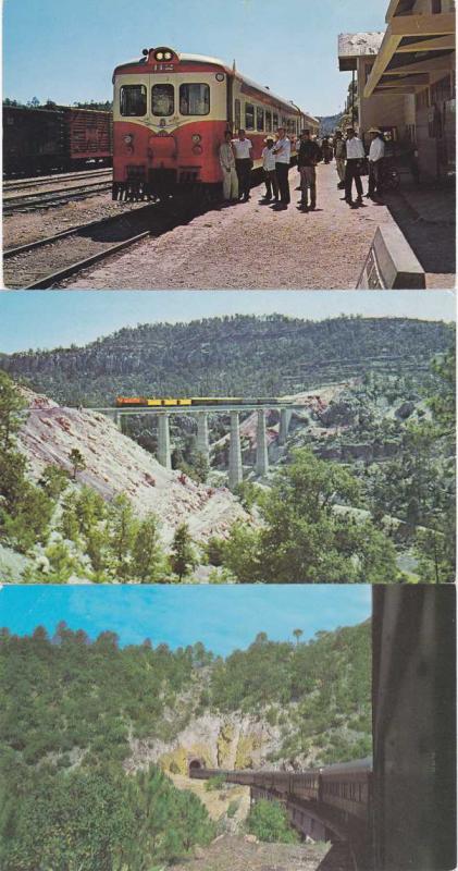 (3 cards) Railroad in Chihuahua, Mexico