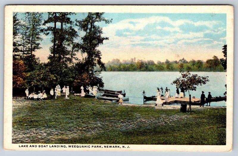 Weequahic Park, Newark New Jersey Lake and Boat Landing Postcard Picnic ...