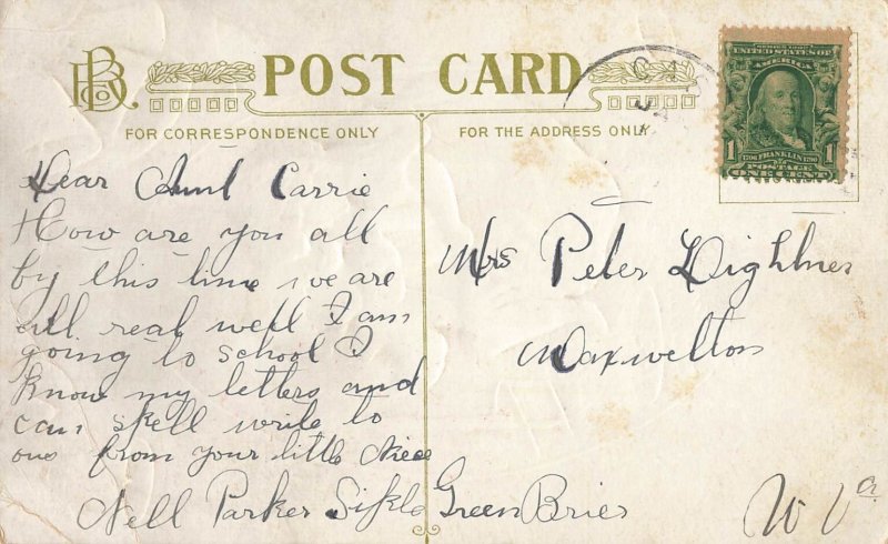 Vintage New Years Postcard with Children & Bells, Early 1900s