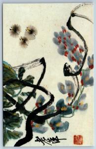 Chinese ART Bird & Flowers 花卉 鸟儿 齊白石 CHINA Post Cards in Folder LOT of 10 pcs