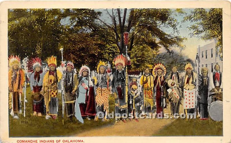 Comanche Indians Oklahoma, OK, USA Indian Writing on back 