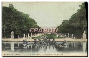 Old Postcard Park De Versailles Basin & # 39Apollon and green carpet