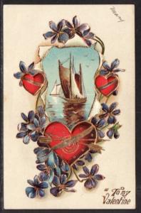 To My Valentine Sailboat Hearts Postcard 4157