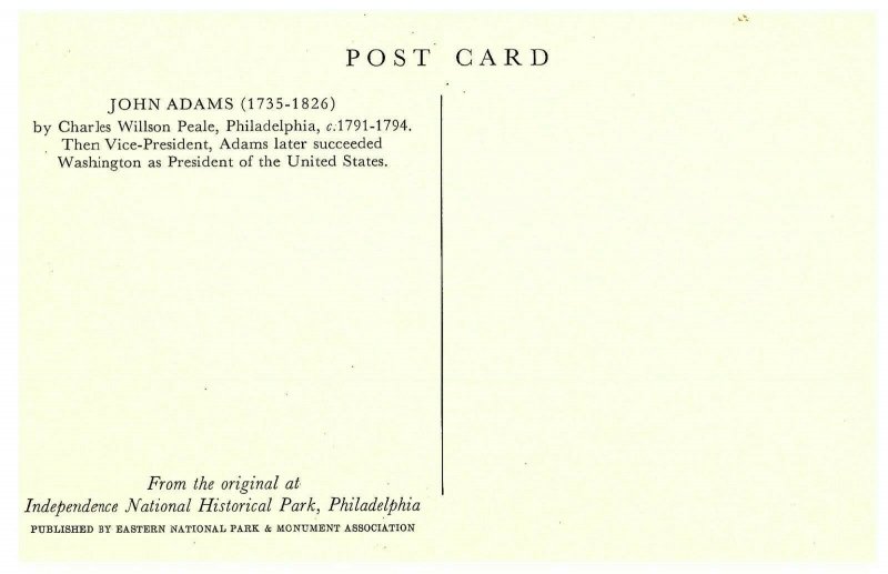 John Adams Painted at Mount Vernon NATIONAL MONUMENT Assn Postcard