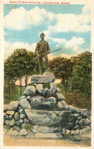 Lexington Massachusetts, The Minuteman Statue Historic Monument Vintage Postcard