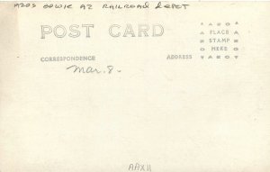 Postcard RPPC 1920s Arizona Bowie Railroad Depot occupational AZ24-2846