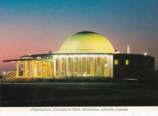 Canada Edmonton Planetarium In Coronation Park At Night