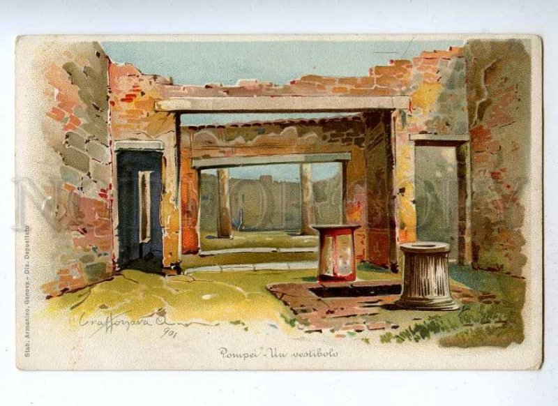 191138 ITALY POMPEI Vintage lithographic postcard