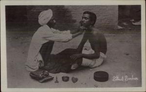 Ethnography - Native Men of India Barber w/ Kit c1910 Real Photo Postcard dcn