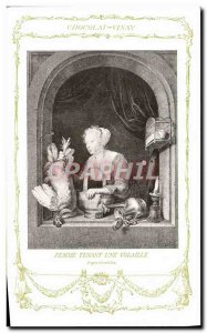 Old Postcard Fancy Chocolate Vinay Advertisement woman holding a poultry Gera...