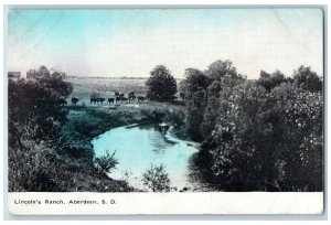 c1920's Lincoln's Ranch Creek Cow View Aberdeen South Dakota SD Antique Postcard