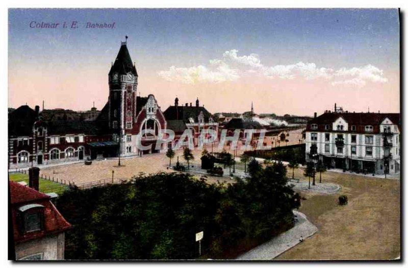 Old Postcard Colmar Bahnhof