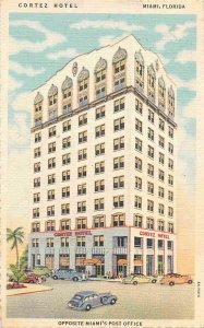 Cortez Hotel Miami Florida 1952 linen postcard