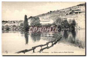 Old Postcard Poitiers Clain towards the Bridge Guillou