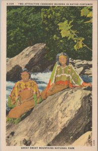 Postcard Native American Cherokee Maidens Native Costumes Great Smoky Mtsns