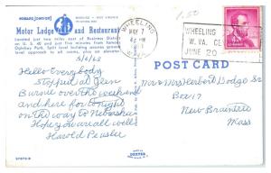 1963 Howard Johnson Motor Lodge and Restaurant, Wheeling, WV Postcard