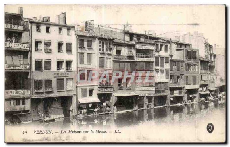 Old Postcard Verdun The Houses on the LL Meuse