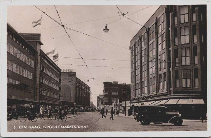 Netherlands Den Haag The Hague Grote Marktstraat  Vintage RPPC C070