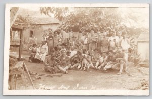 RPPC Hawaiian Natives Soldiers Party Liquor Pitbull Dog Instruments Postcard A49