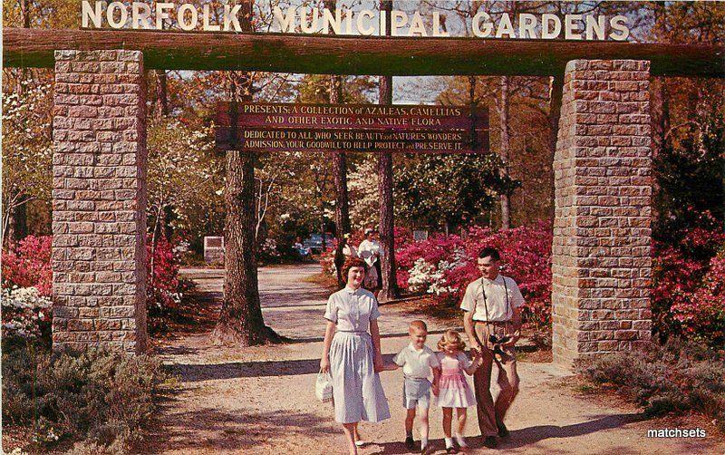 1960s Norfolk Virginia Entrance Azalea Gardens Rowe postcard 10885