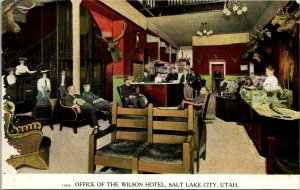 Vtg Salt Lake City Utah UT Office of the Wilson Hotel Taxidermy 1910s Postcard