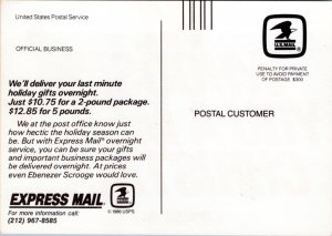 Postcard Advert  USPS Express Mail  -  We Whoosh You a Merry Christmas 