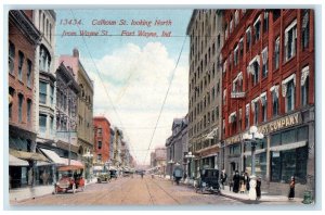 Calhoun St. Looking North From Wayne St. Cars Stores Fort Wayne IN Postcard