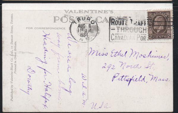 Colour Valentine-Black colour  PC Joe Howe Falls, Truro, N.S. used 1934