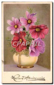 Old Postcard Fantasy Flowers Birthday