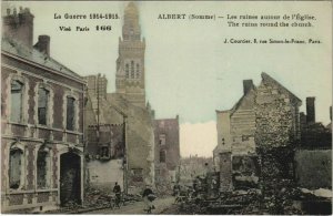 CPA Guerre Military ALBERT Les Ruines autour de l'Eglise (807959)