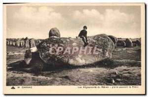 Old Postcard Dolmen Menhir Carnac Menec alignments Pierre sounding the Hollow...