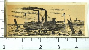 1870's Paddle Steamer Moonlight Off Long Island Boston Harbor Victorian Card F73