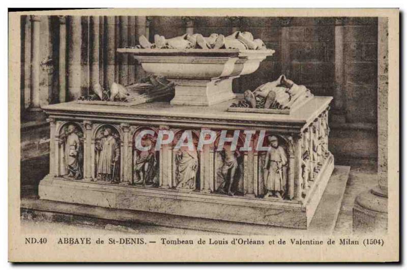 Old Postcard Death Abbey of St Denis Tomb of Louis d & # 39Orleans and Valent...