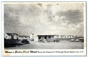 c1940 Mann's Baken Park Modern Motel West Edge Rapid City South Dakota Postcard