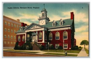 Public Library Newport News Virginia Vintage Standard View Postcard 