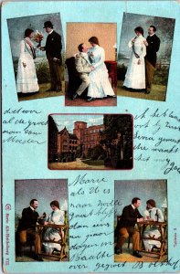 Victorian Romantic Couple Vintage Postcard C008