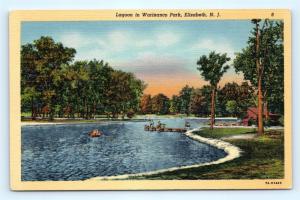 Postcard NJ Elizabeth Lagoon in Wainanco Park Vintage Linen K14