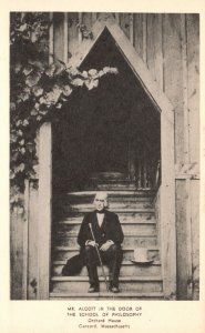 Vintage Postcard 1900's Mr. Alcott in Door of the School of Philosophy Mass.