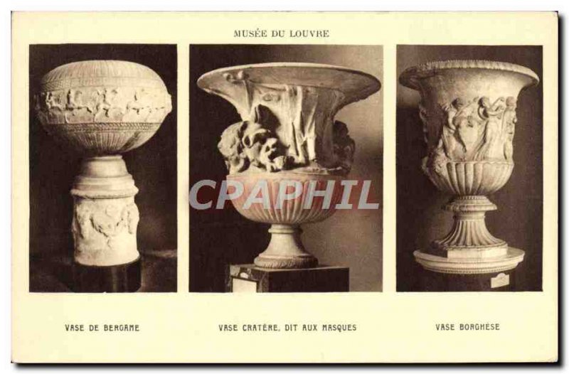 Old Postcard Paris Musee Du Louvre Vase Vase Bergamo crater Borghese