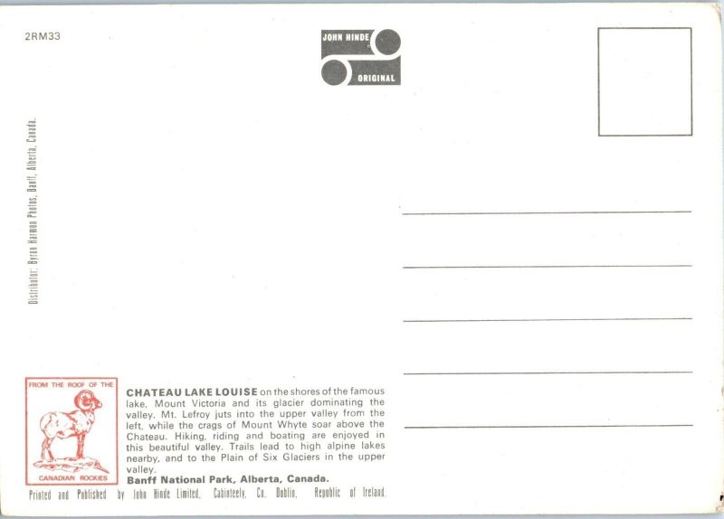 Chateau Lake Louise Banff National Park Alberta Canada Postcard