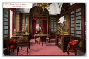 Hotel St Regis Library Interiorl New York City NYC NY DB Postcard O15