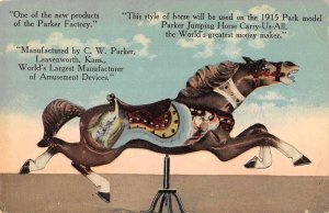 1915 Jumping Horse Amusement Park Ridge CW Parker Kansas Vintage Postcard RR239