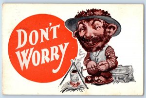 Clayton New Jersey NJ Postcard Hobo Cooking Don't Worry 1914 Posted Antique