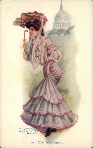 Archie Gunn - Beautiful Woman MISS WASHINGTON #40 c1910 Postcard