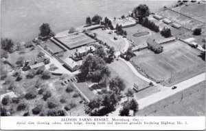 Postcard ON Morrisburg Allison Farms Resort Cabins St. Lawrence River 1960s K83