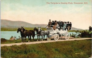 Vancouver BC Tally-Ho in Stanley Park Horses Tourists Unused Postcard E87