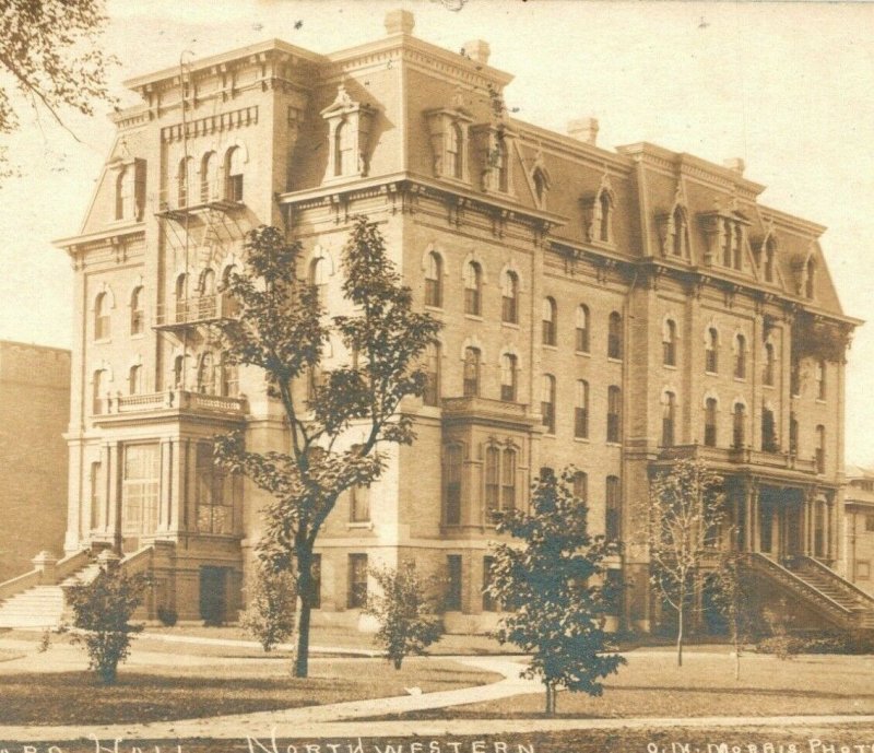 Vtg Postcard RPPC 1910 Willard Hall Northwestern University Evanston Illinois