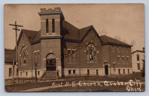 J87/ Quaker City Ohio RPPC Postcard c10 Cambridge First M.E. Church 1694