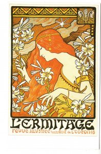 L'Ermitage Revue Illustree, Art  Nevue, Advertising, Woman with Flowers