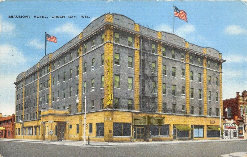 Green Bay Wisconsin 1947 Postcard Beaumont Hotel